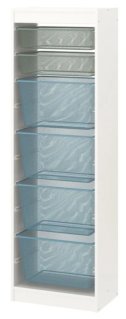 Etajera Ikea 6 cosuri Trofast 46x30x145 (Alb/Verde-Gri Deschis/Gri-Albastru)
