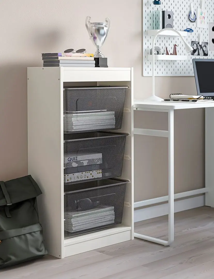 Стеллаж Ikea Trofast 3 корзины 46x30x94 (Белый/Темно-серый)