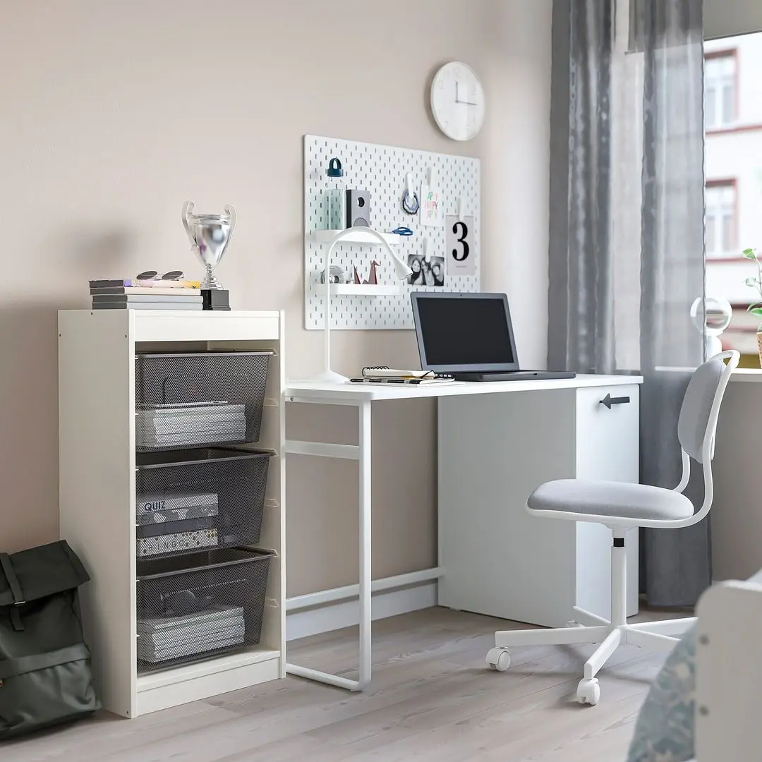 Стеллаж Ikea Trofast 3 корзины 46x30x94 (Белый/Темно-серый)