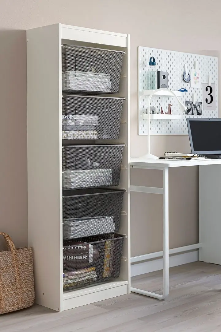 Стеллаж Ikea Trofast 5 корзин 46x30x145 (Белый/Темно-серый)