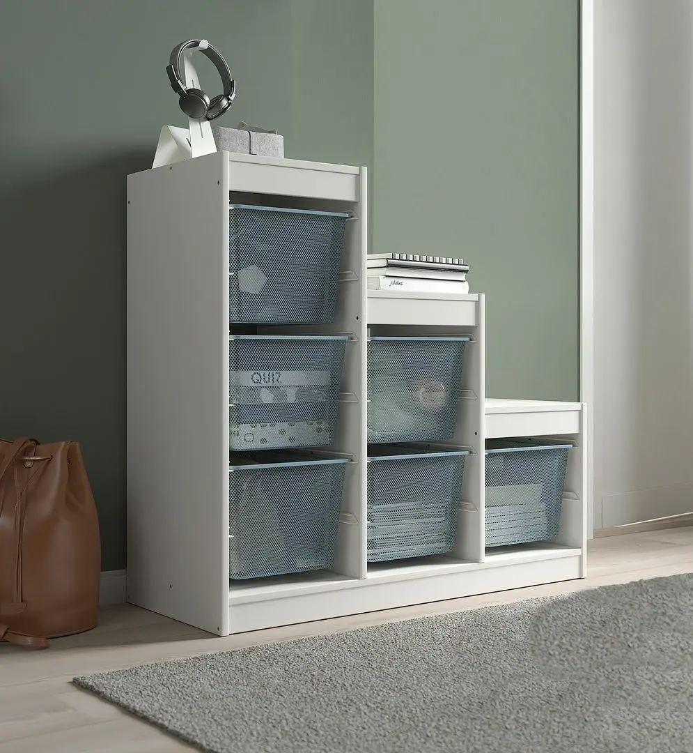 Стеллаж Ikea Trofast 6 корзин 99x44x94 (Белый/Серо-синий)