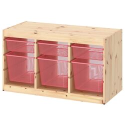 Стеллаж Ikea Trofast 6 корзин 93x44x52 (Сосна/Светло-красный) Thumb