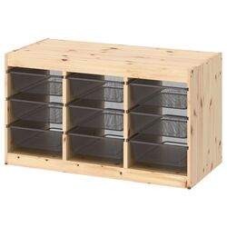 Etajera Ikea Trofast 9 cosuri 93x44x52 (Pin Vopsit Alb/Gri Inchis)