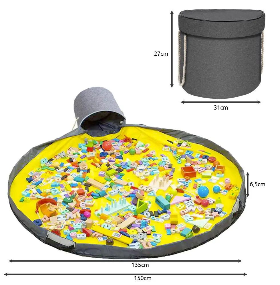 Корзина с ковриком для игрушек Kruzzel 19556 (Grey/Yellow)