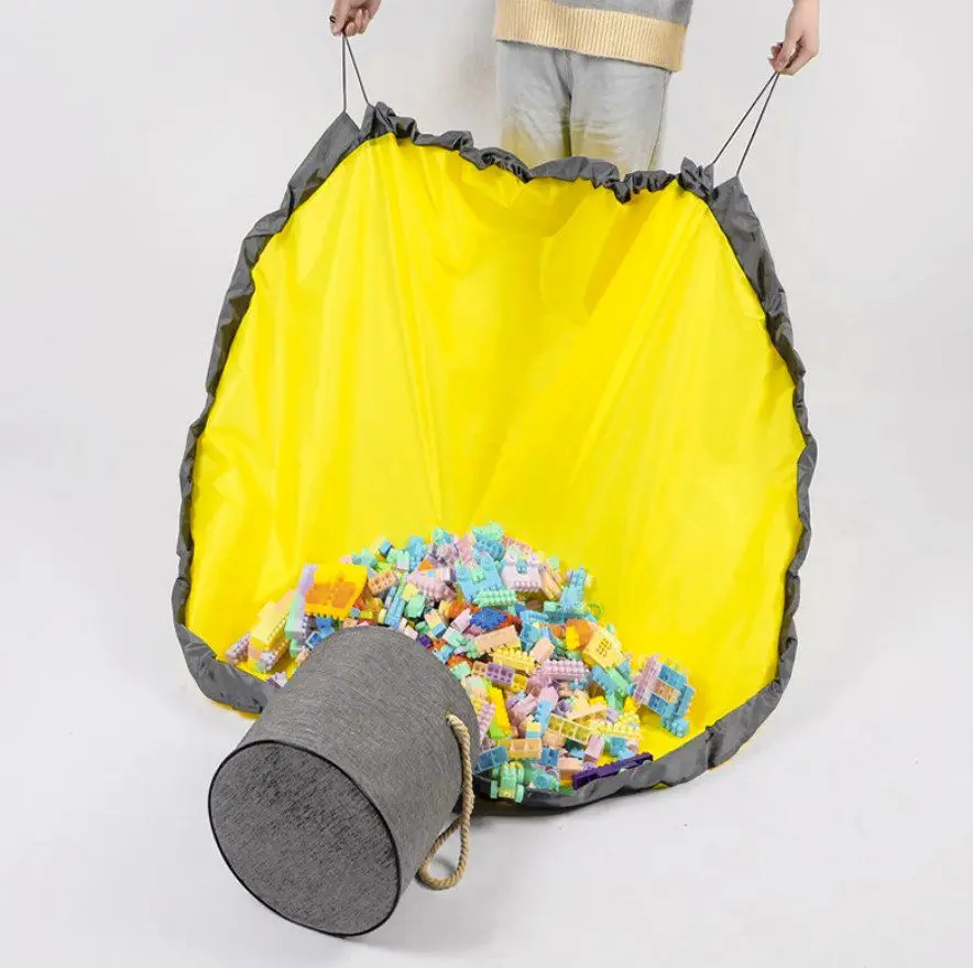 Корзина с ковриком для игрушек Kruzzel 19556 (Grey/Yellow)