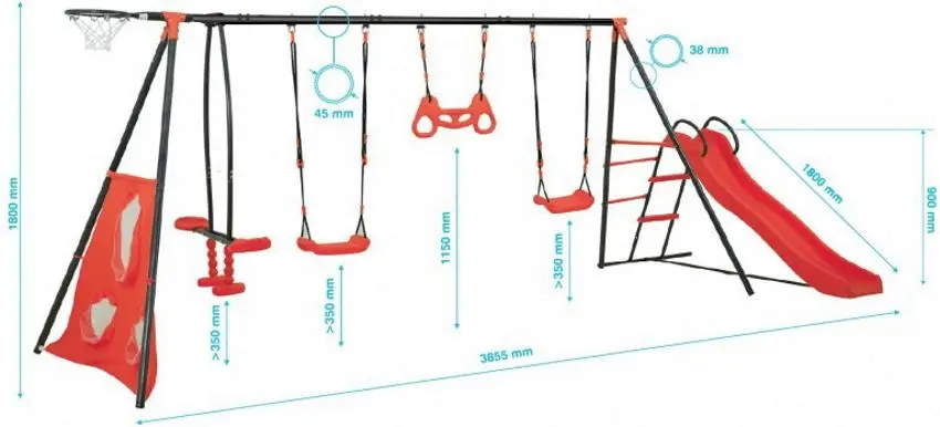 Complex de joaca pentru copii 4iQ Maks (Red/Black)