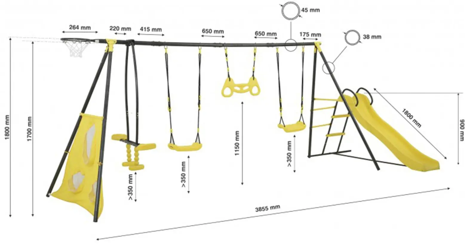 Complex de joaca pentru copii 4iQ Maks (Yellow/Black)