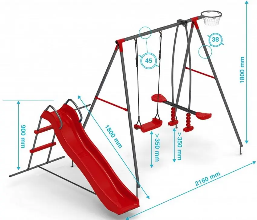 Complex de joaca pentru copii 4iQ Tymek (Red/Gray)