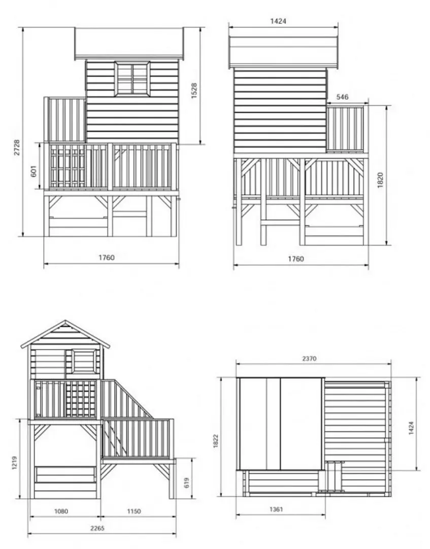 Complex de joaca 4iQ Hubert With 2 slide (Wood)