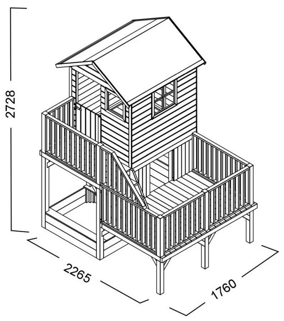 Complex pentru joaca 4iQ Hubert With short slide and climbing wall (Wood)