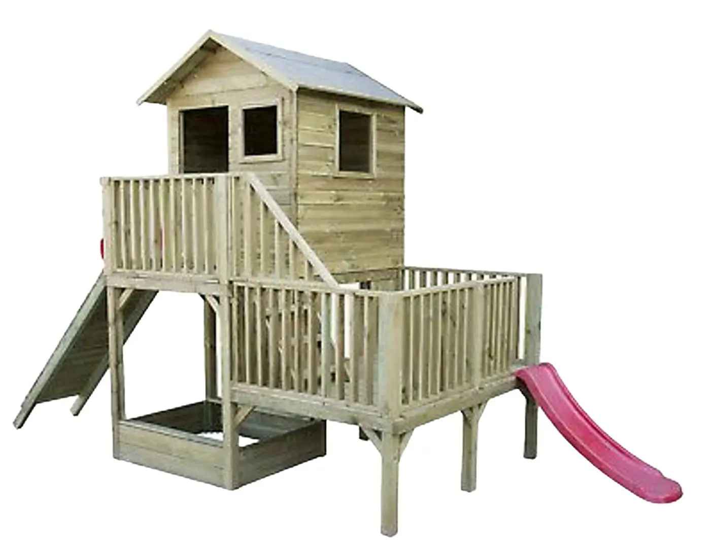 Complex pentru joaca 4iQ Hubert With short slide and climbing wall (Wood)