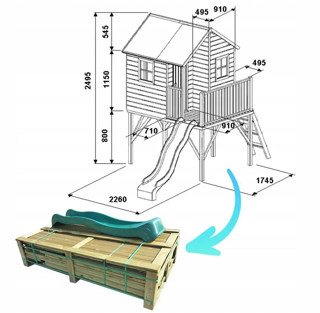 Complex de joaca 4iQ Jerzyk With slide (Wood)
