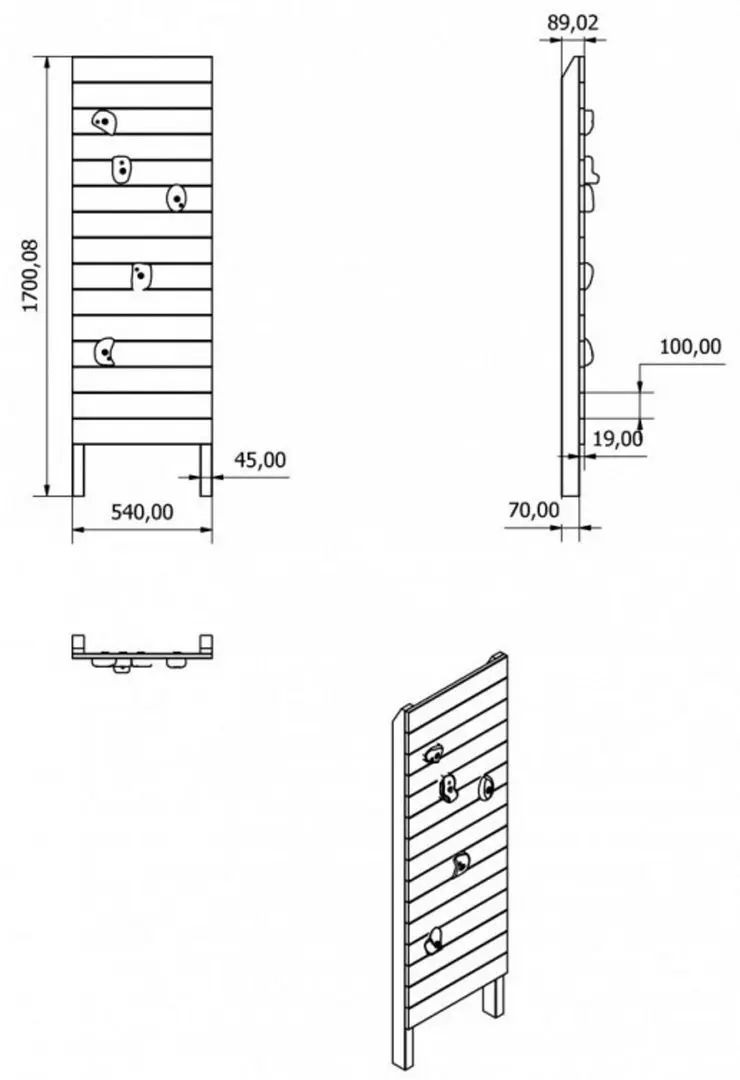 Perete de escalada 4IQ Pla000032 (Wood)