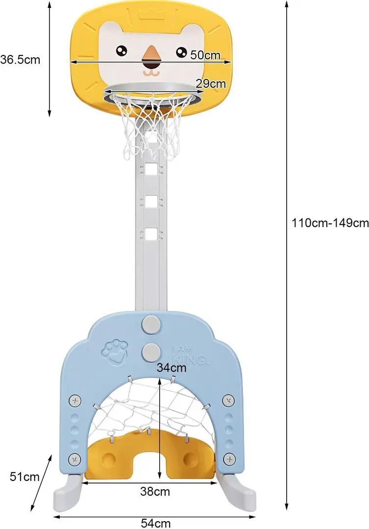 Set de baschet 3in1 Costway TY327812YE (Yellow/Blue/Gray)
