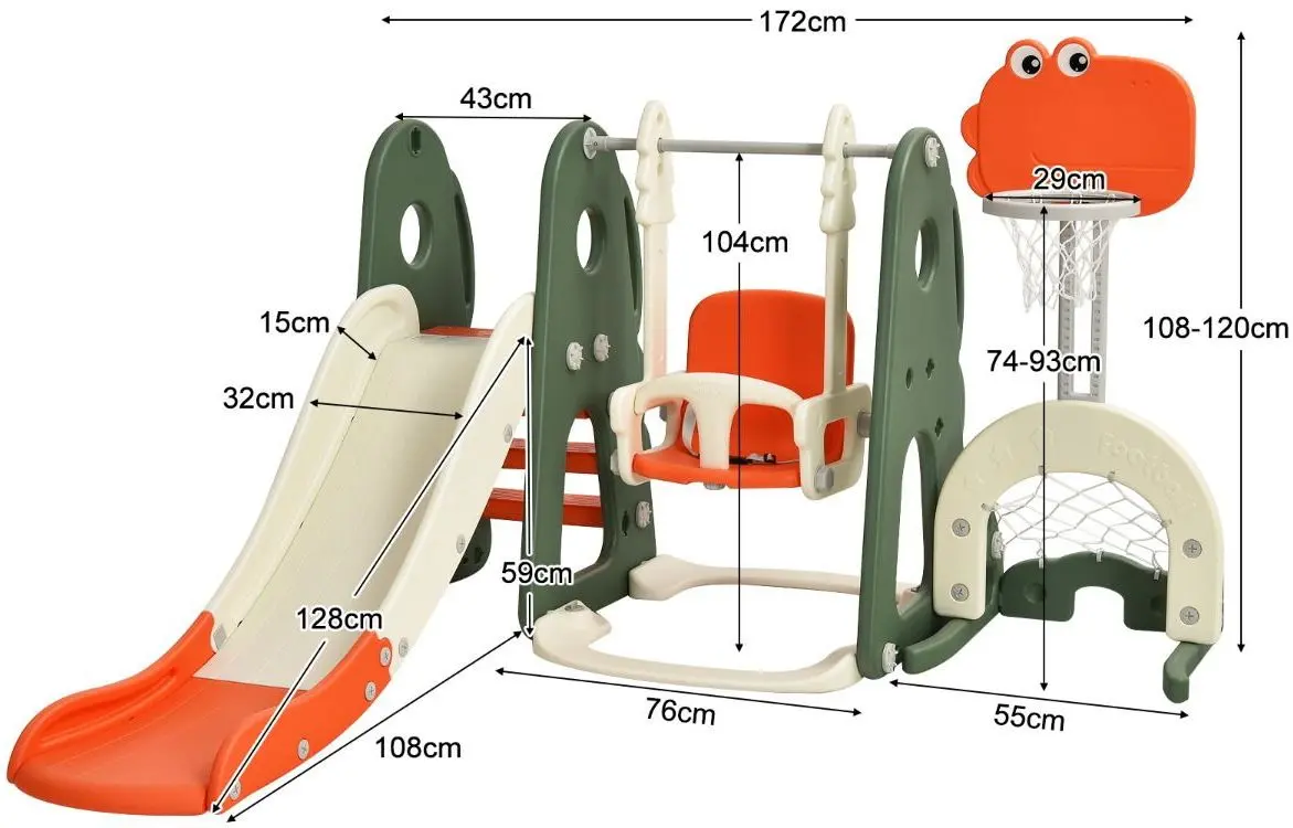 Complex de joaca 6in1 Costway TY327935OR (Orange/Green)