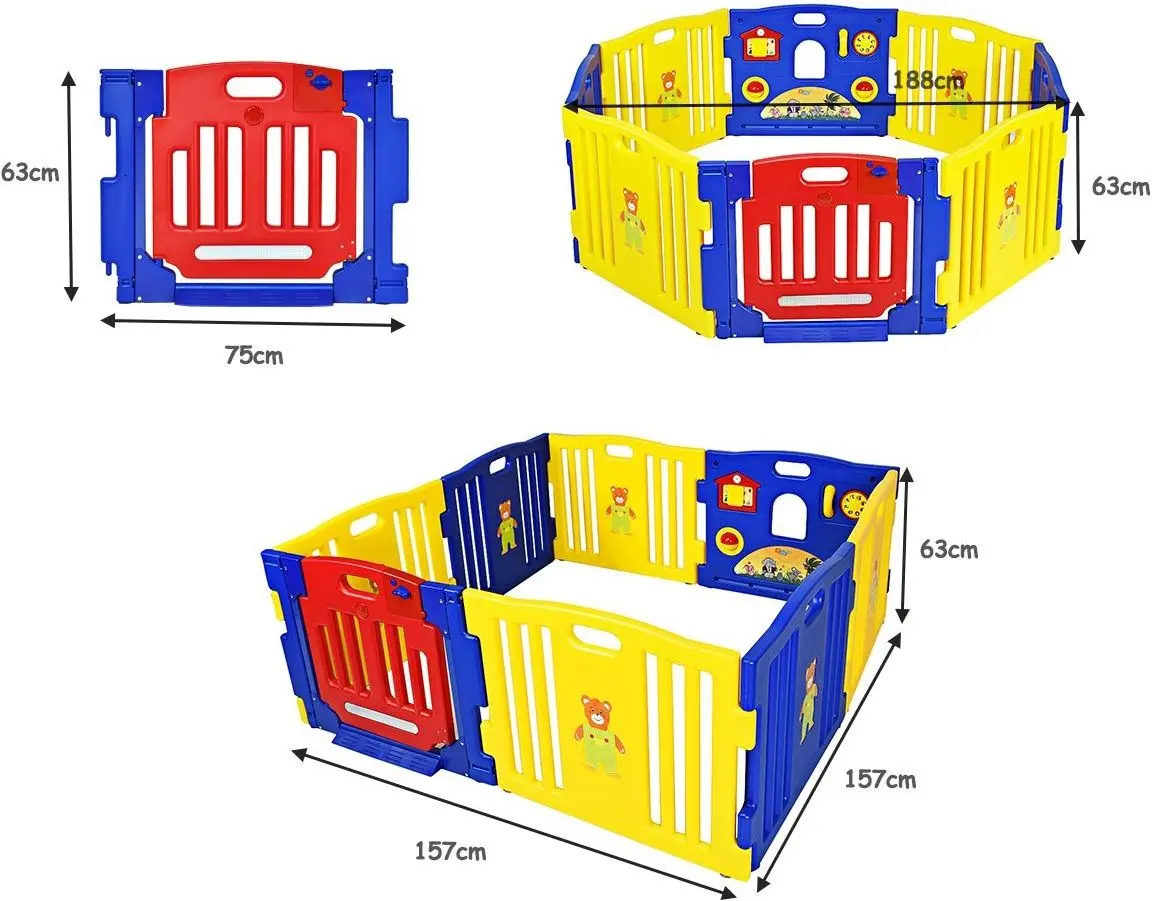 Игровой манеж Costway BB5307 (Yellow/Blue/Red)