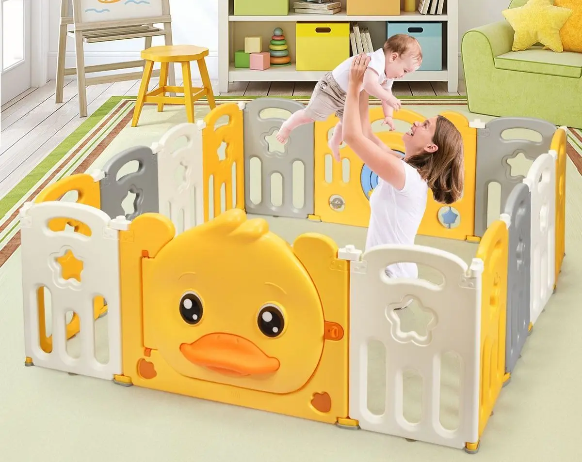 Tarc de joaca Costway BB5586 (Yellow/White/Gray)