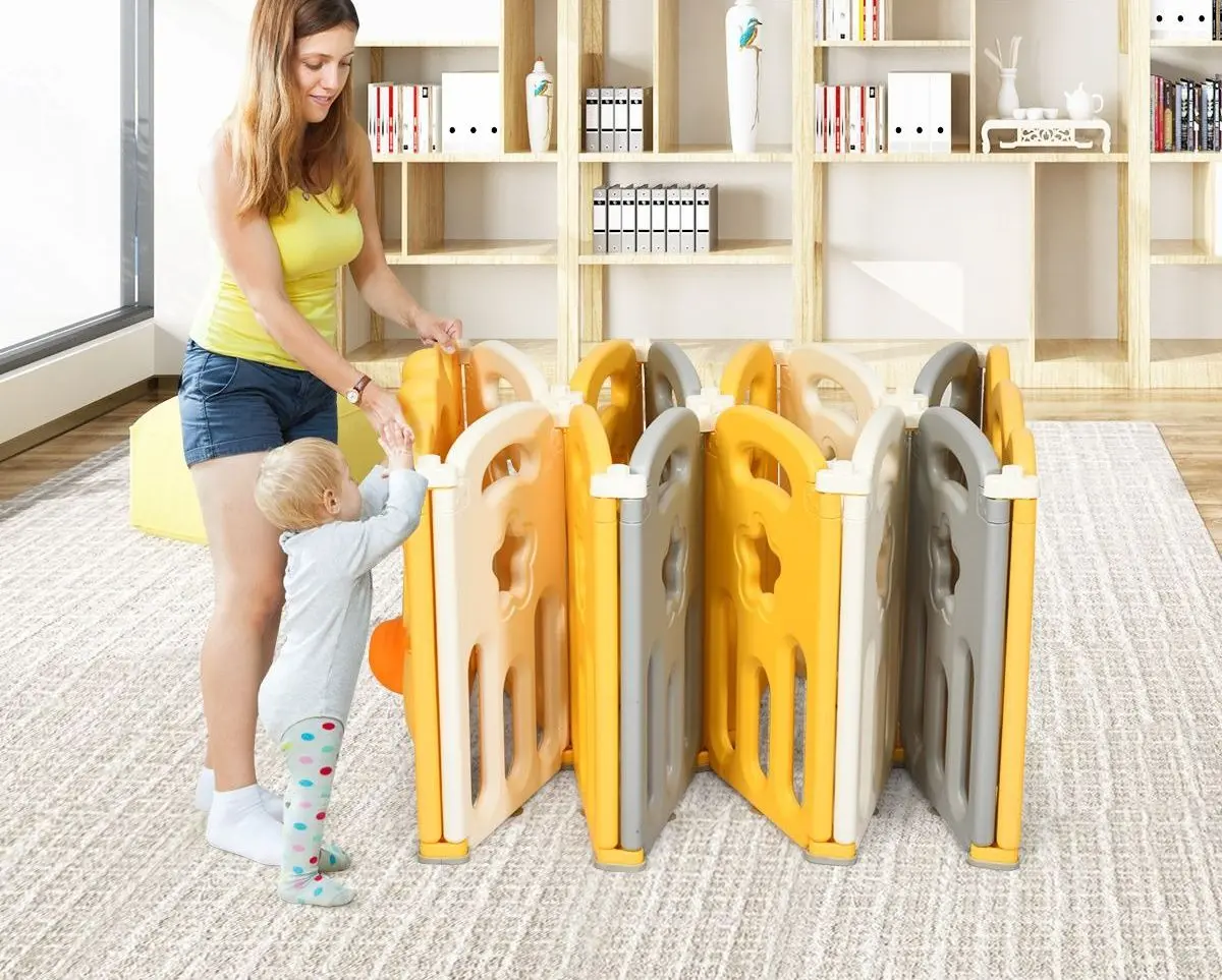 Tarc de joaca Costway BB5586 (Yellow/White/Gray)