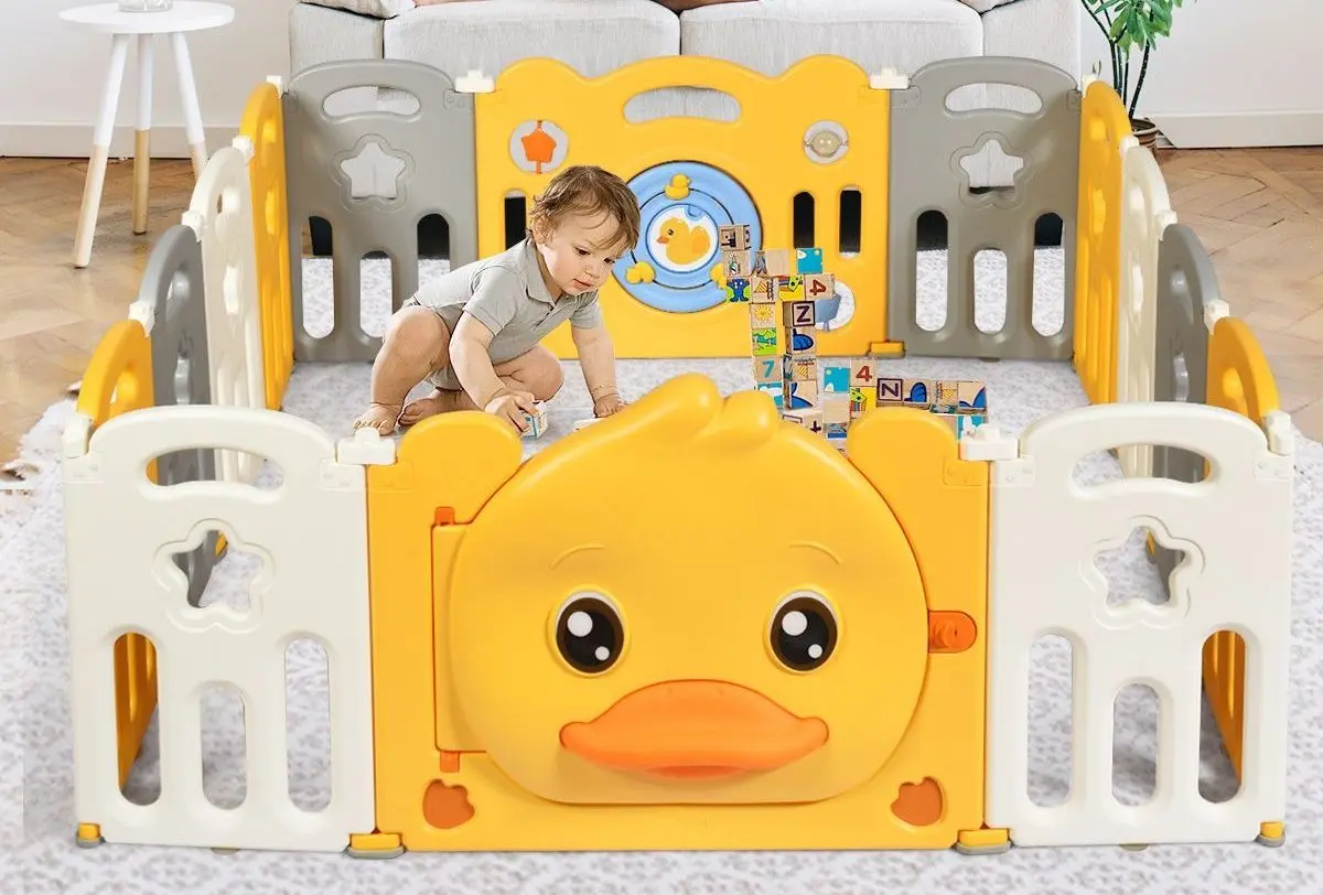 Tarc de joaca Costway BB5586 (Yellow/White/Gray)