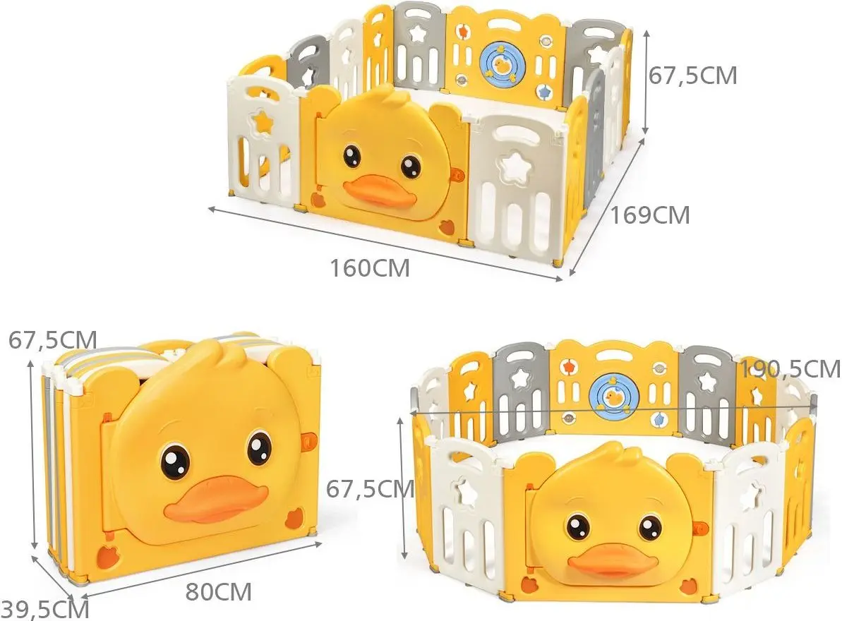 Tarc de joaca Costway BB5586 (Yellow/White/Gray)