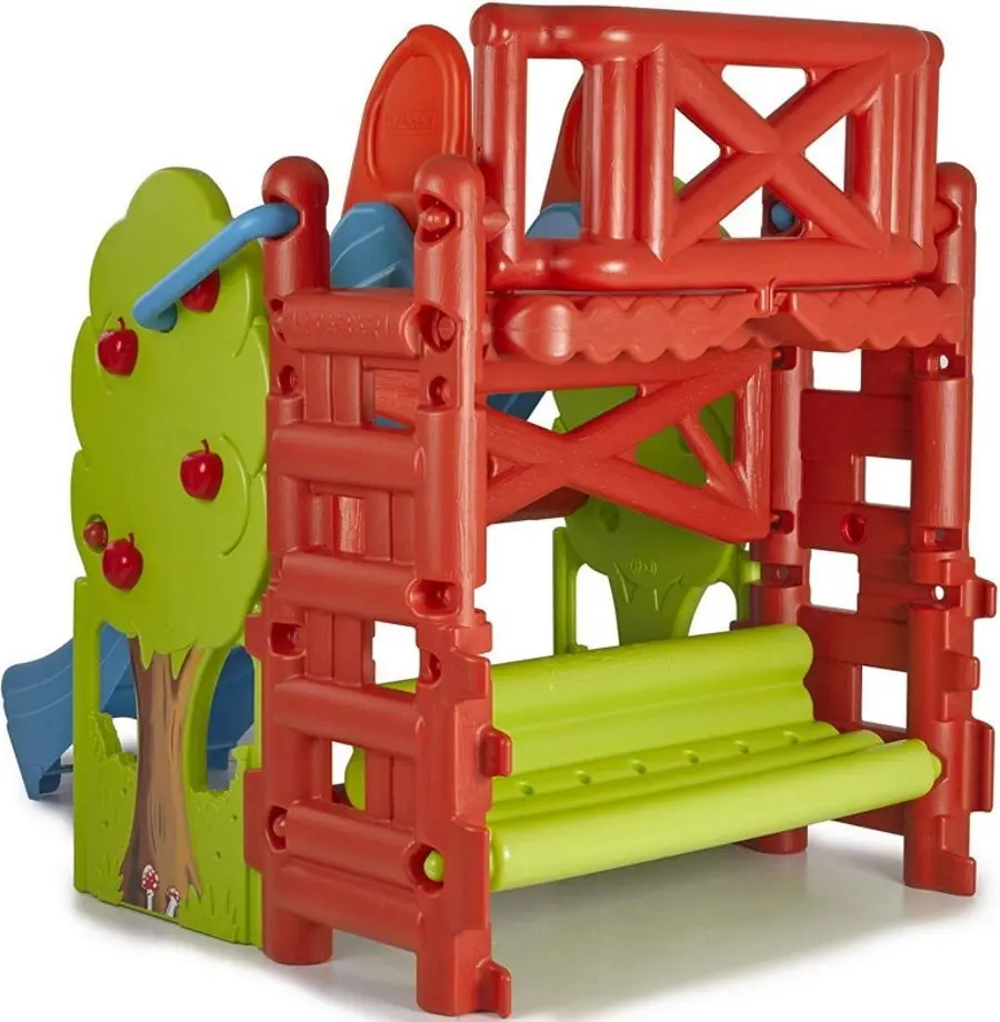 Tobogan pentru copii Feber Wood House 9590 (Green/Red/Blue)