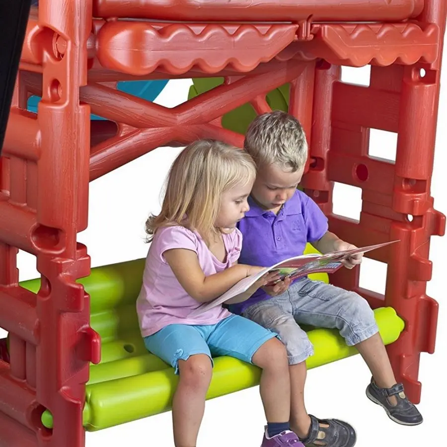 Tobogan pentru copii Feber Wood House 9590 (Green/Red/Blue)