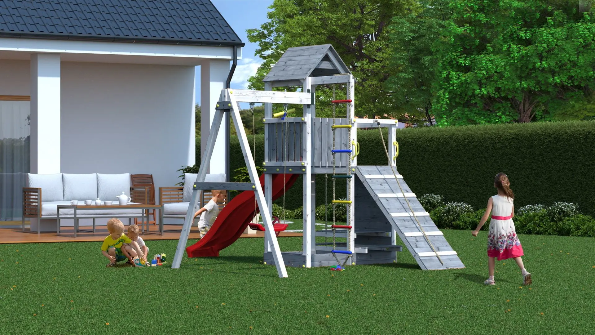 Complex de joaca Fungoo Activer (White/Grey)