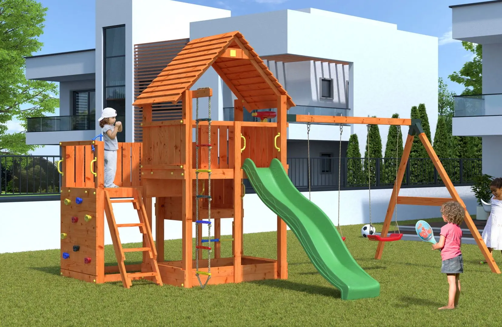 Complex de joaca Fungoo Big Leader Move Red (Wood Teak)