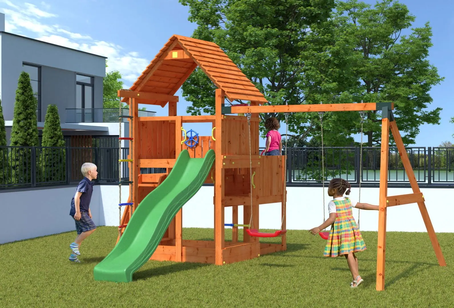 Complex de joaca Fungoo Big Leader Move Red (Wood Teak)