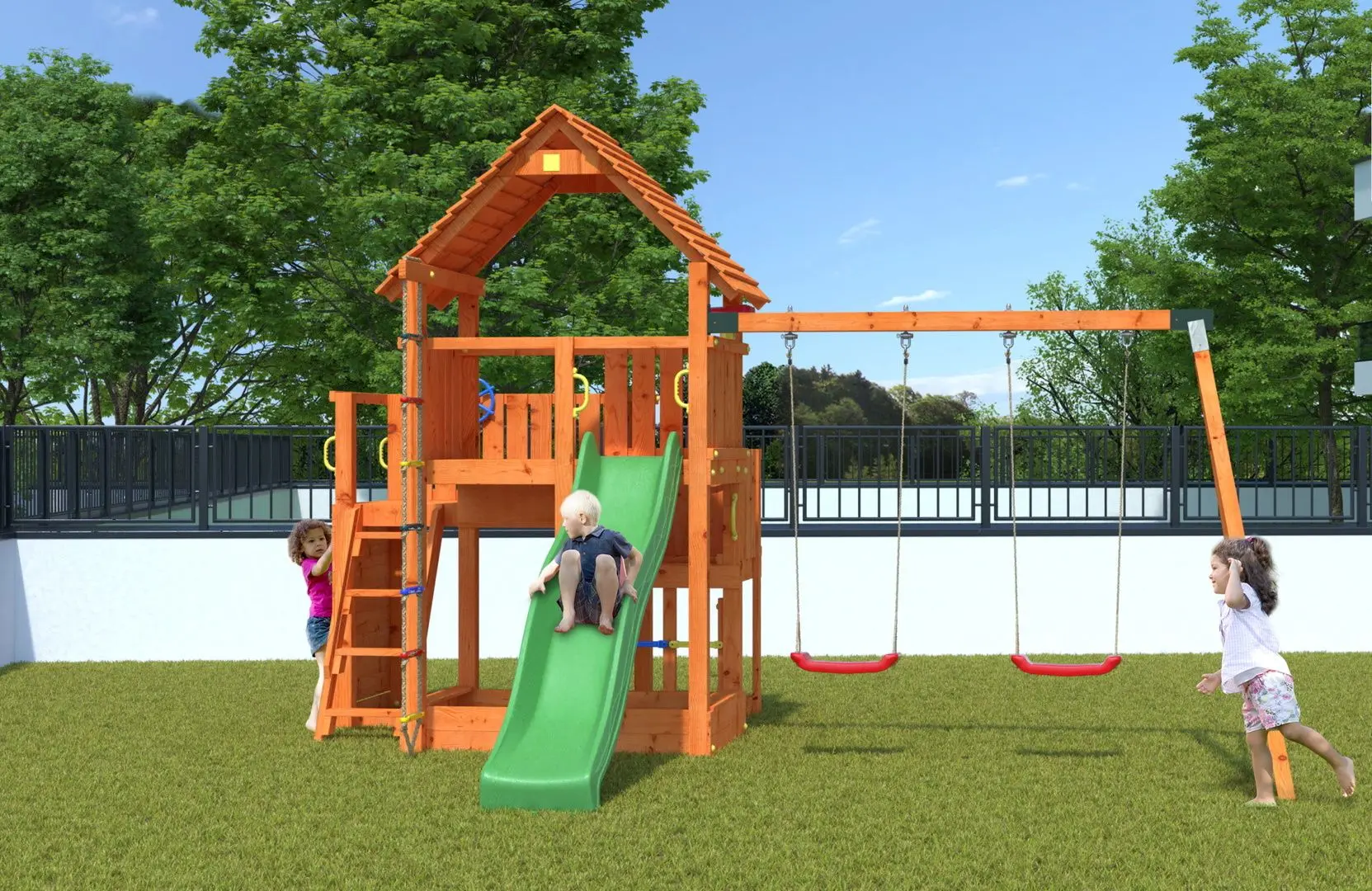 Complex de joaca Fungoo Big Leader Move Red (Wood Teak)