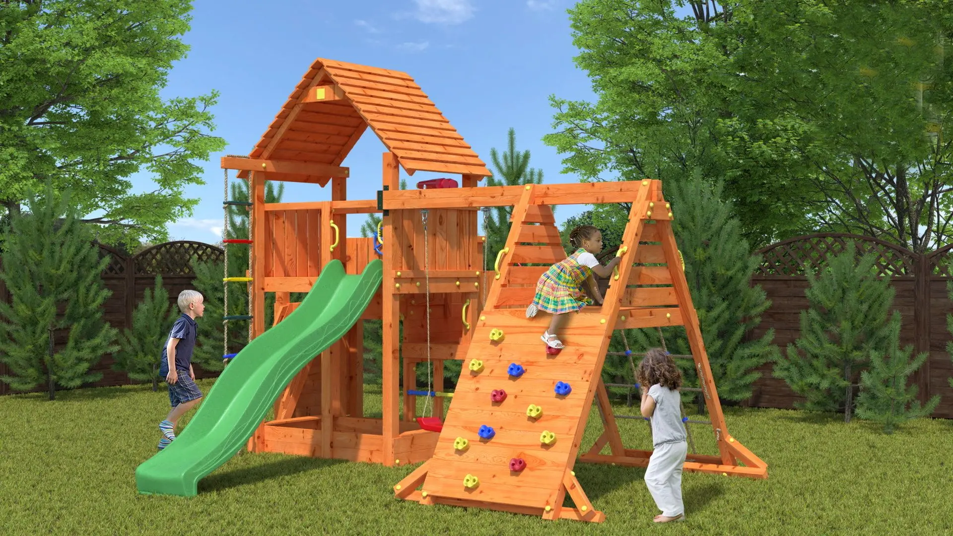 Complex de joaca Fungoo Big Leader Spider Red (Wood Teak)