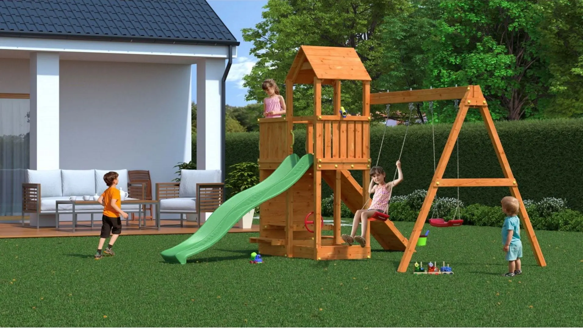 Complex pentru joaca Fungoo Floppi (Wood Teak)