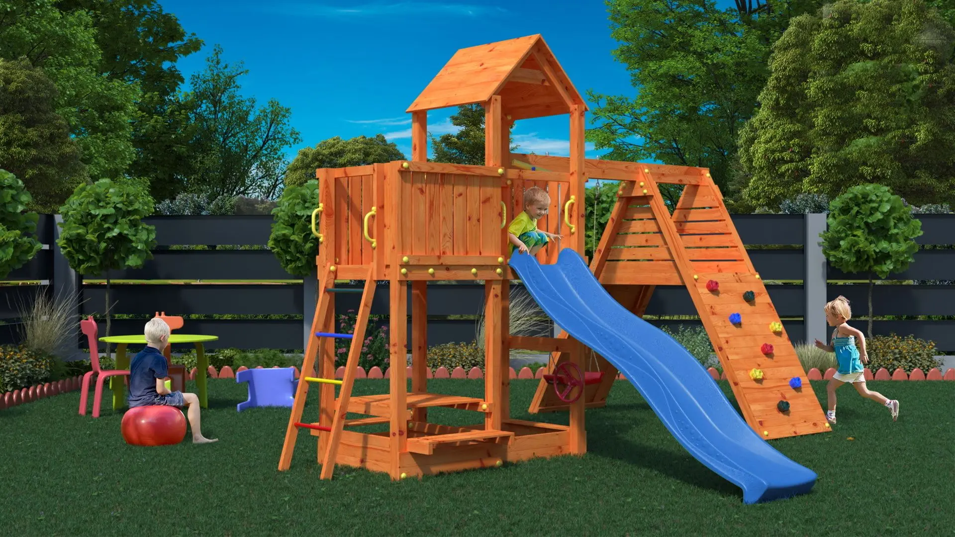 Complex pentru joaca Fungoo Fluppi (Wood Teak)