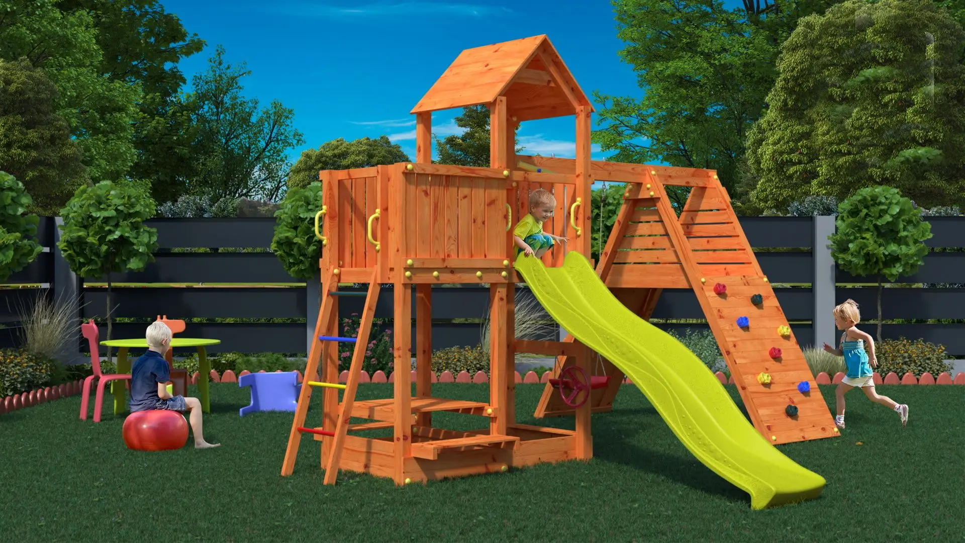 Complex pentru joaca Fungoo Fluppi (Wood Teak)