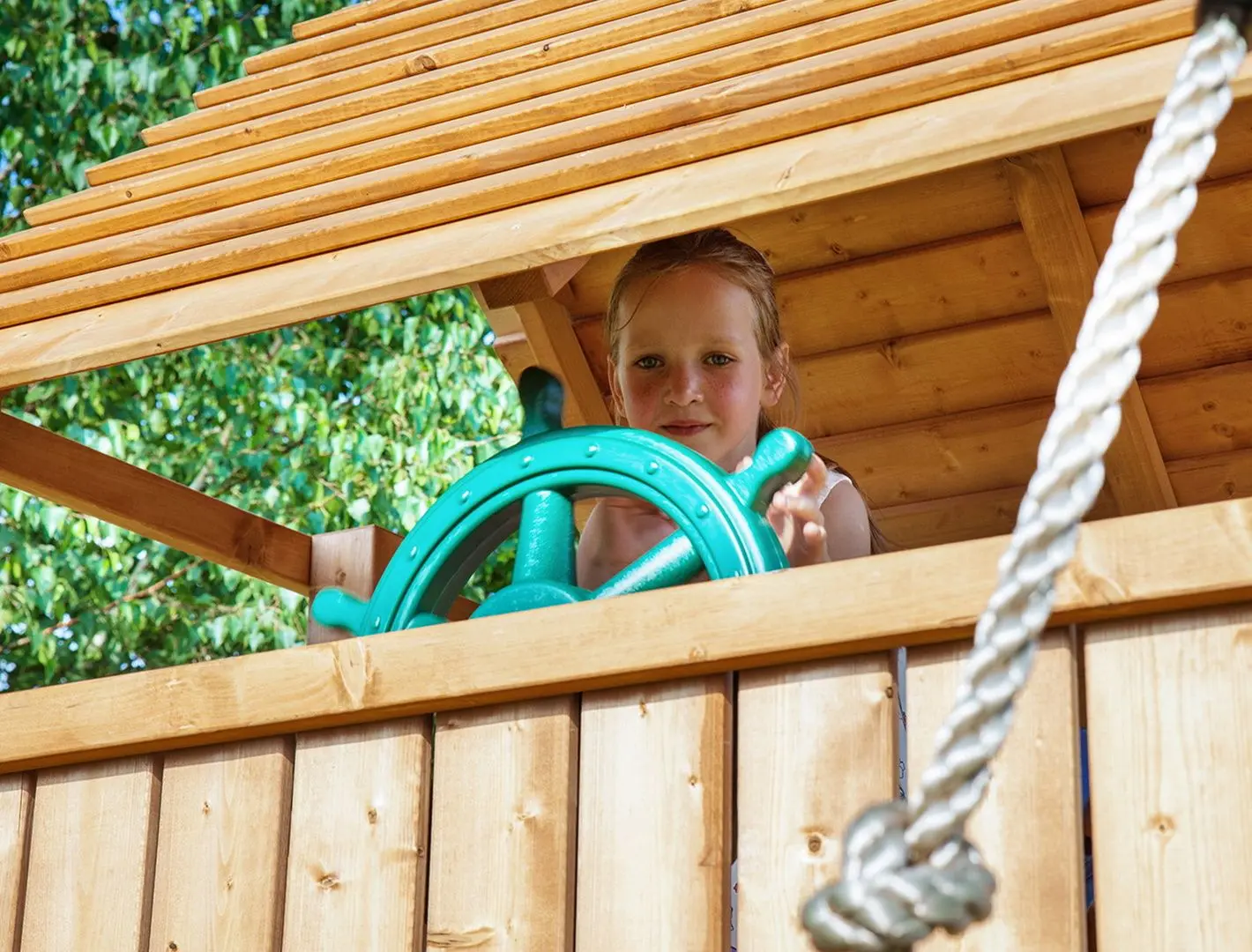 Complex de joaca Fungoo Fortress Tiptop Rainbow (Wood Teak)