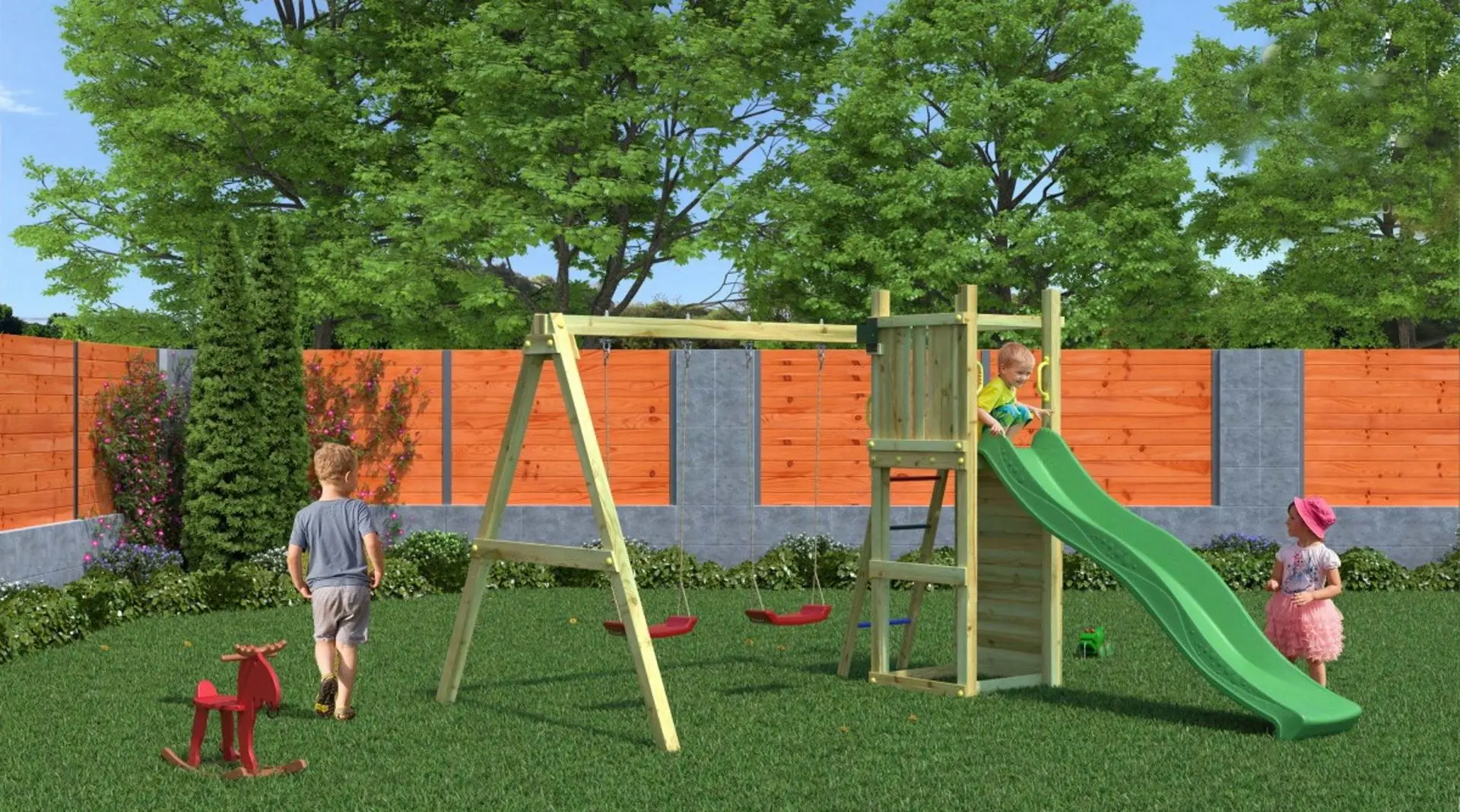 Complex pentru joaca Fungoo Funny 3 With double swing (Wood KDI)