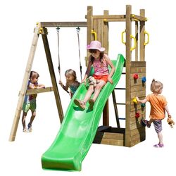 Complex pentru joaca Fungoo Funny 3 With sandbox and 1-seat swing (Wood KDI)