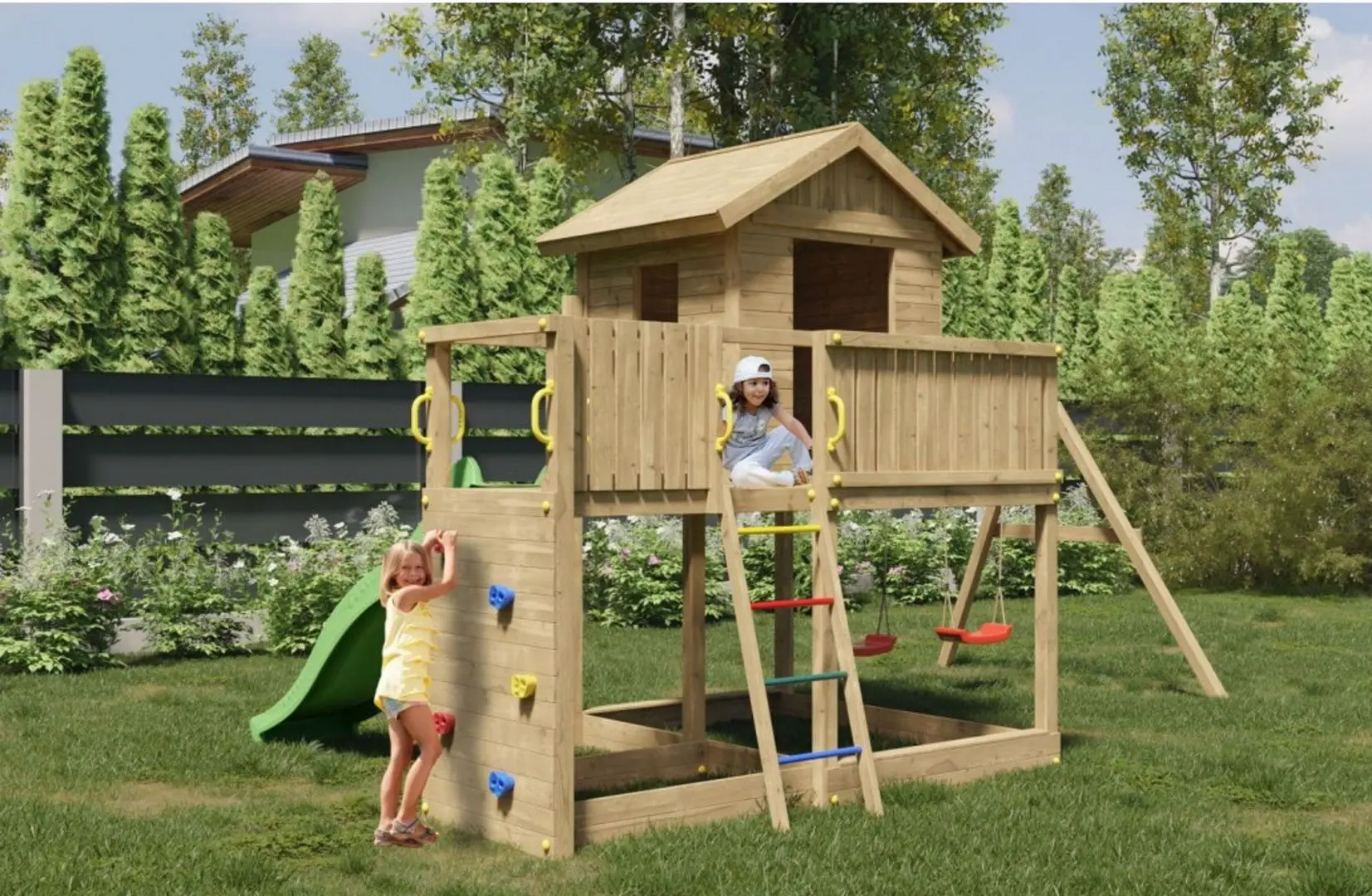 Complex de joaca Fungoo Galaxy L With double swing (Wood KDI)