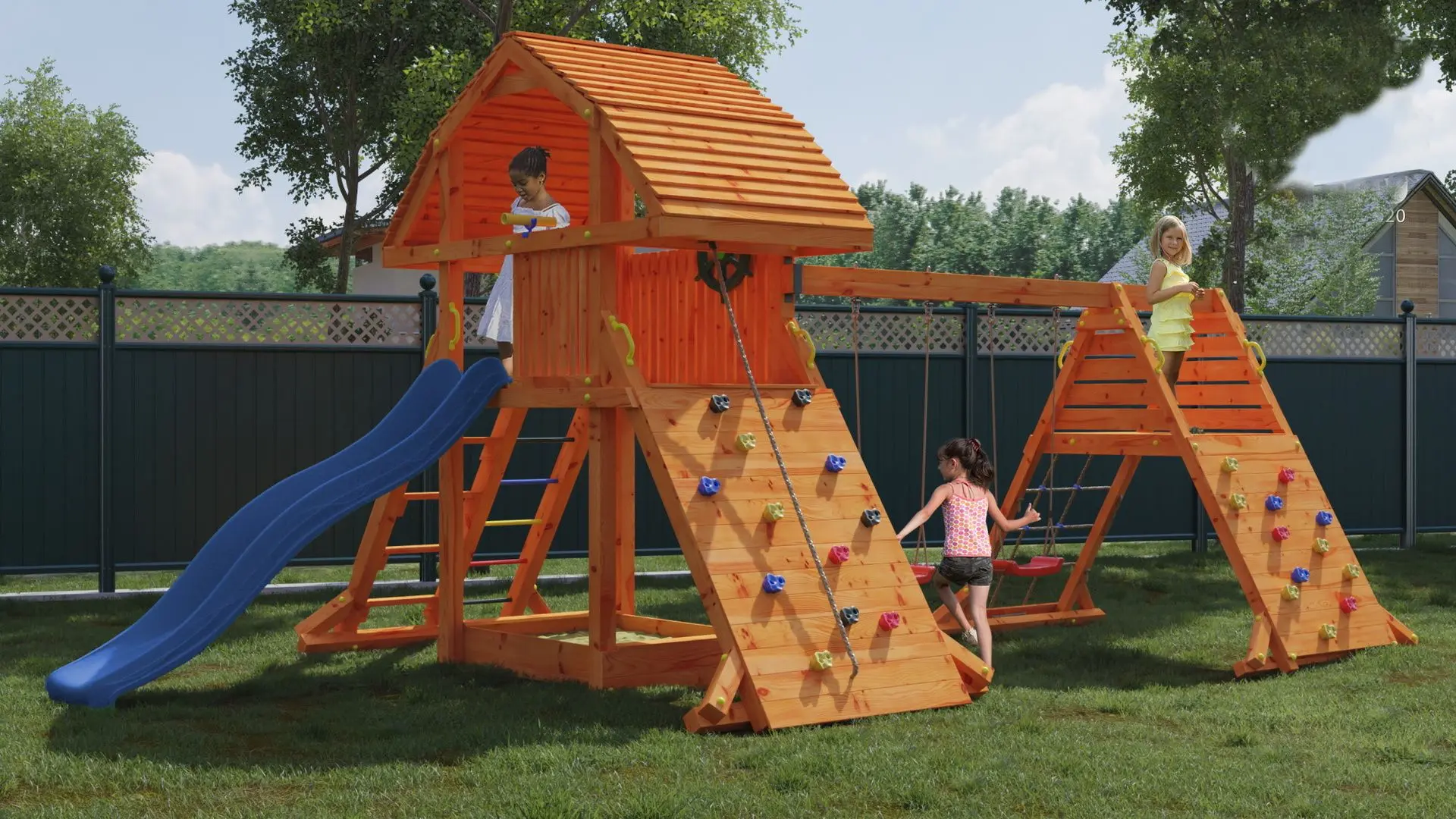 Complex de joaca Fungoo Giant Spider Double Red (Wood Teak)