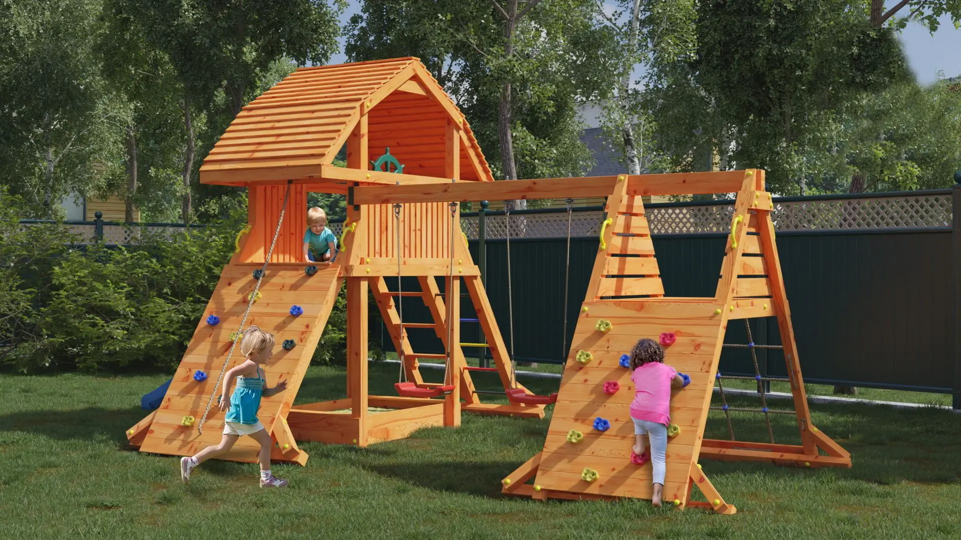 Complex de joaca Fungoo Giant Spider Double Red (Wood Teak)