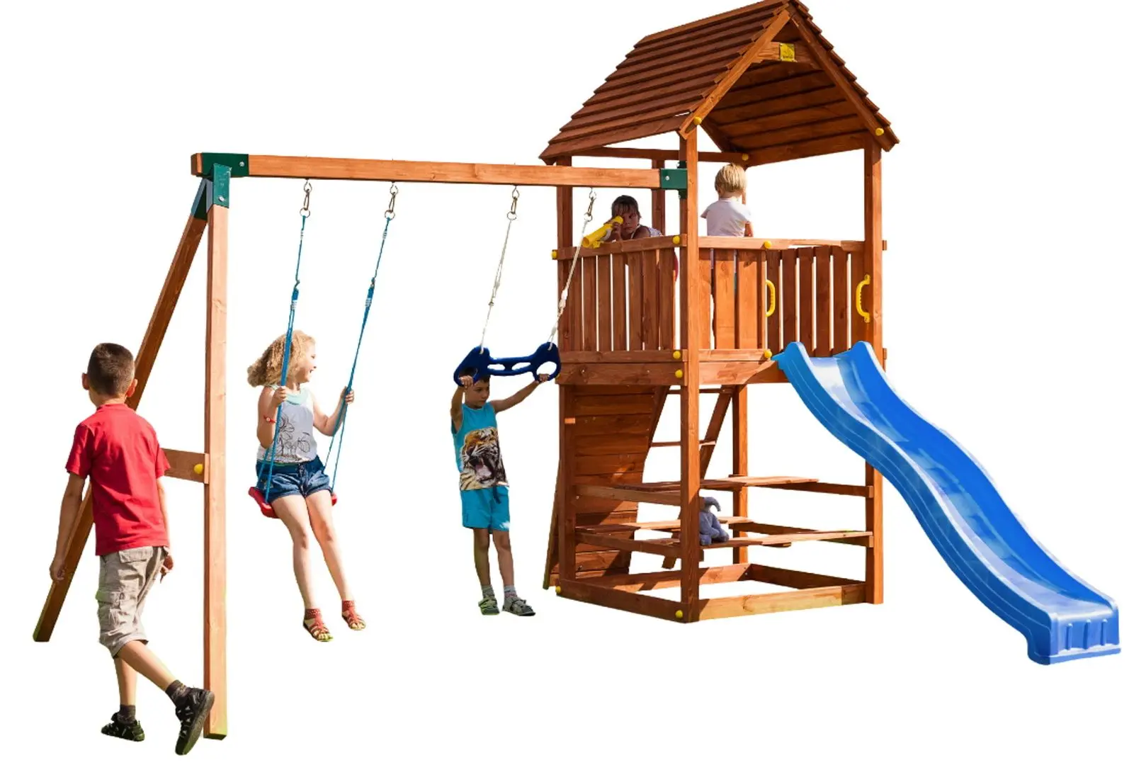 Complex de joaca Fungoo Joy Move + Step On Free Time (Wood Teak)