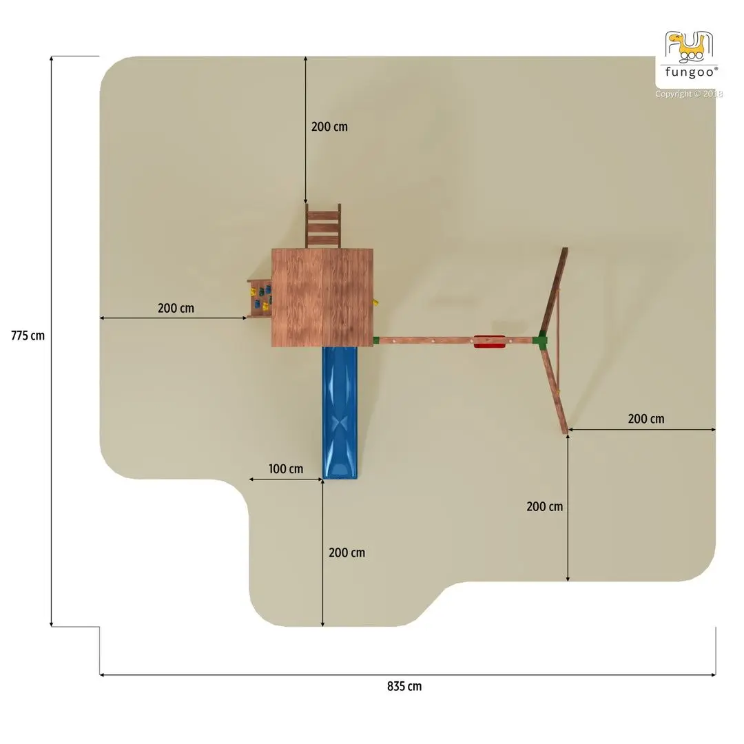 Complex de joaca Fungoo Joy Move + Step On Free Time (Wood Teak)