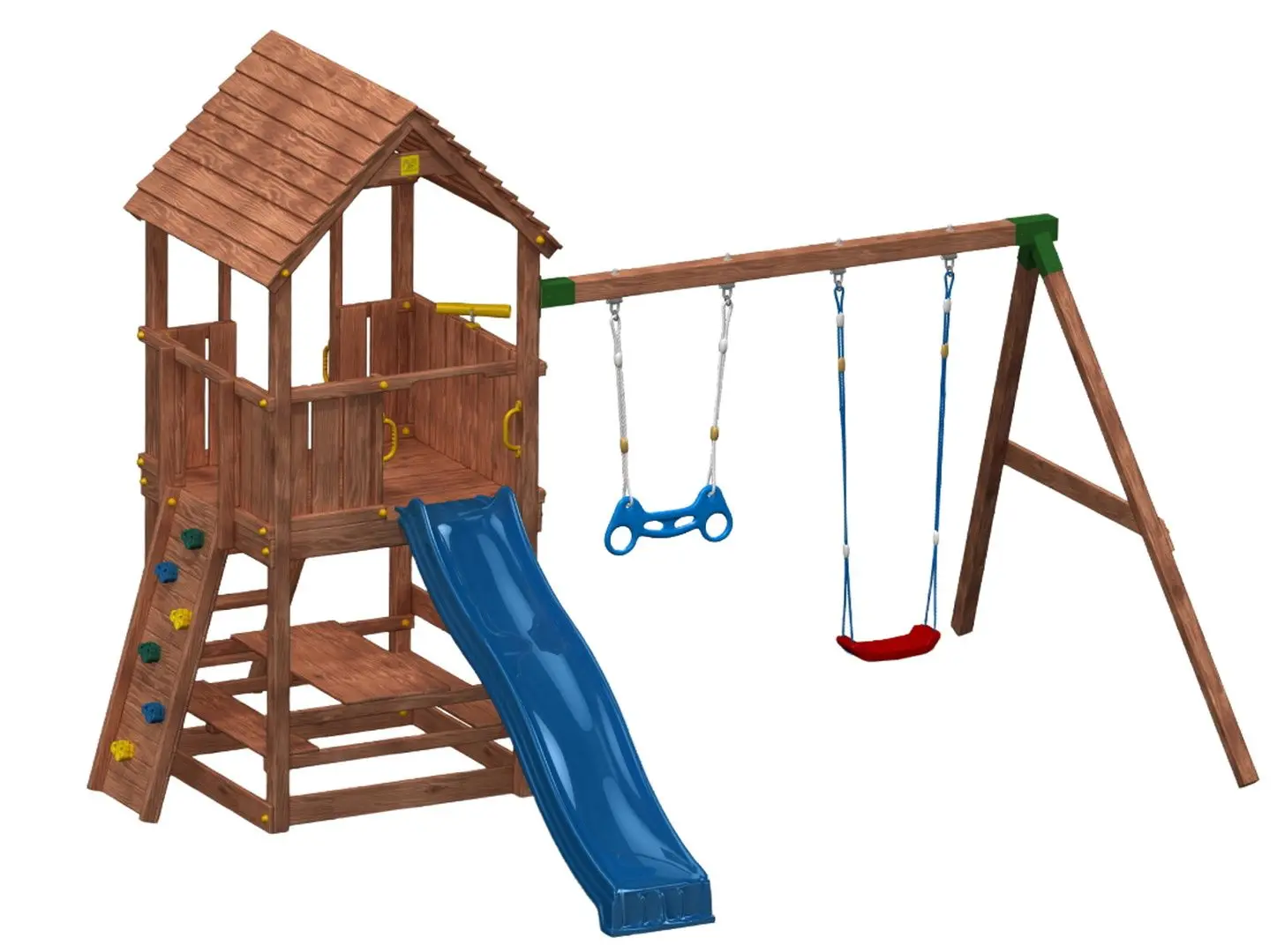 Complex de joaca Fungoo Joy Move + Step On Free Time (Wood Teak)