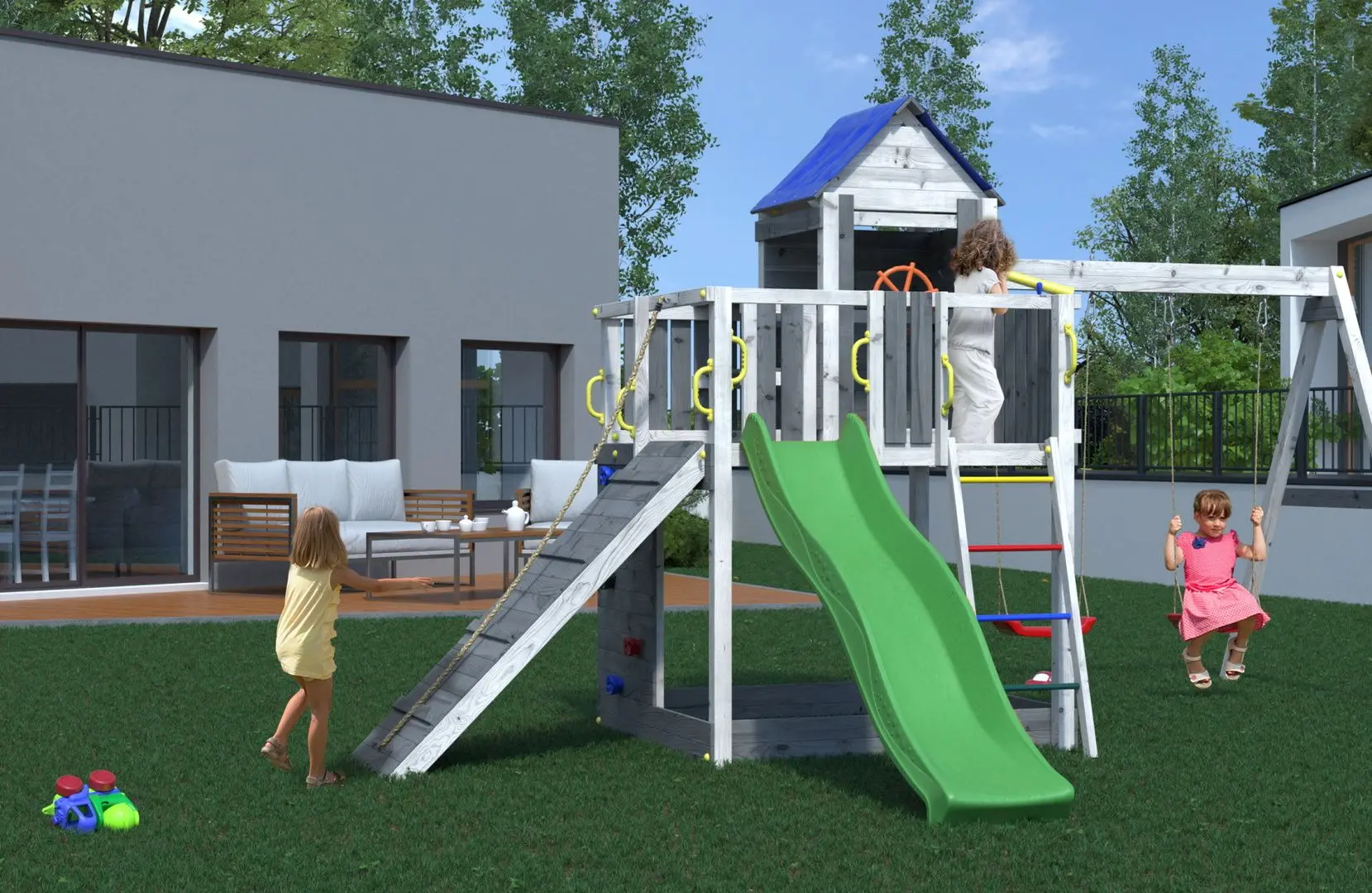 Complex de joaca Fungoo Treehouse (Grey/White)