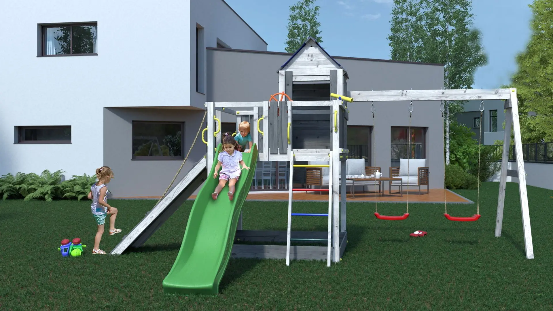 Complex de joaca Fungoo Treehouse (Grey/White)