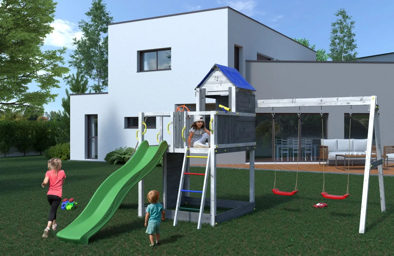 Complex de joaca Fungoo Treehouse (Grey/White)