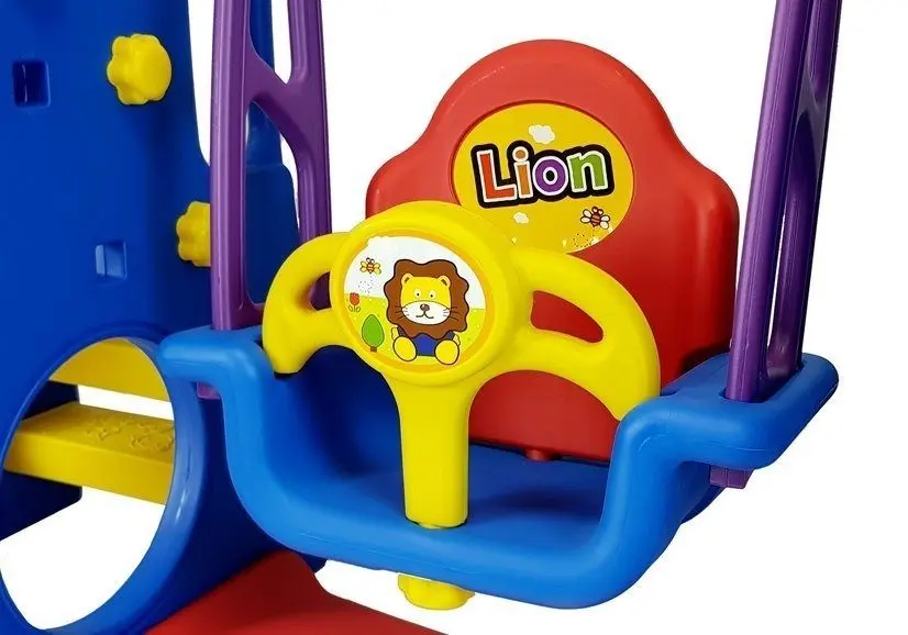 Complex de joaca LeanToys Slide Swing Lion (Multicolor)
