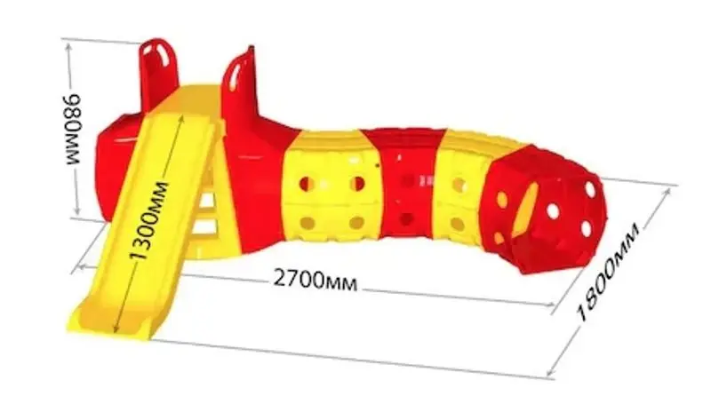 Детская горка с тоннелем MyKids 01470/2 (Yellow/Red) - 2