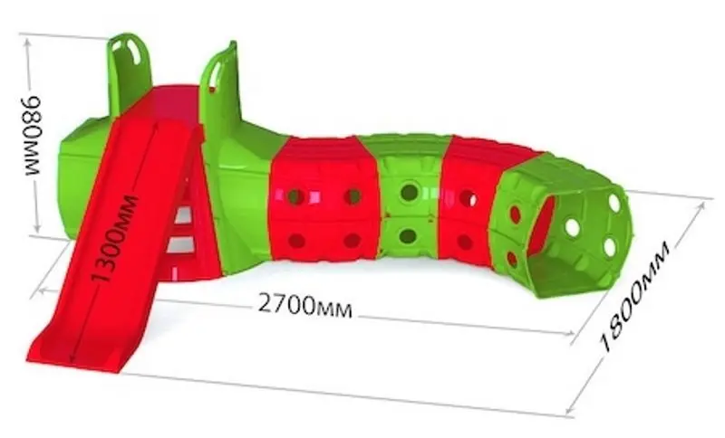 Горка с тоннелем MyKids 01470/3 (Green/Red) - 2