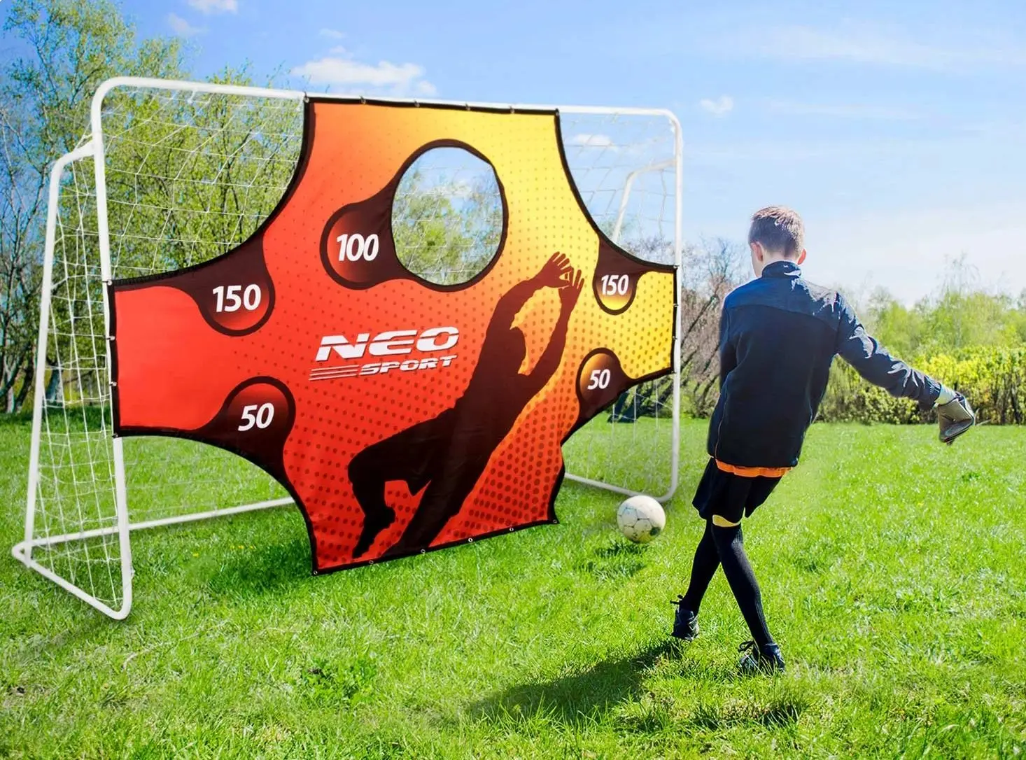 Poarta pentru fotbal cu tinta Neo Sport 1455 (White/Red) - 2